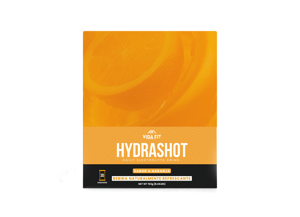 Hydrashot electrolitos en polvo naranja caja 30 uds